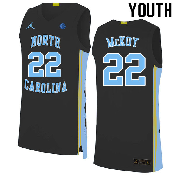 Youth #22 Justin McKoy North Carolina Tar Heels College Basketball Jerseys Sale-Black - Click Image to Close